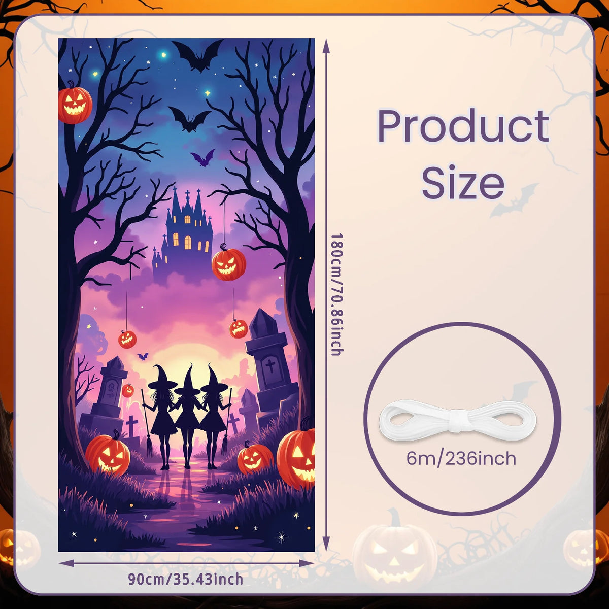 Large Halloween Witch Door Banner with Classic Spooky Design