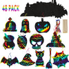 A set of 40 Halloween rainbow scratch art cards featuring spooky and colorful seasonal designs.