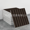 A display of dark brown and white wood-look peel-and-stick tile stickers, showing a side-by-side comparison.