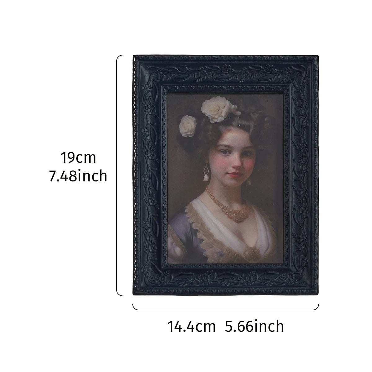 Antique Gilded Resin Photo Frame with Ornate Relief Design
