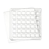 A clear acrylic magnetic seashell display box with a grid pattern.