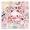 A collection of cute pink cow cartoon decals and stickers for DIY decoration