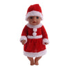 A realistic Christmas doll outfit set featuring a red velvet suit with white trim and a Santa hat.