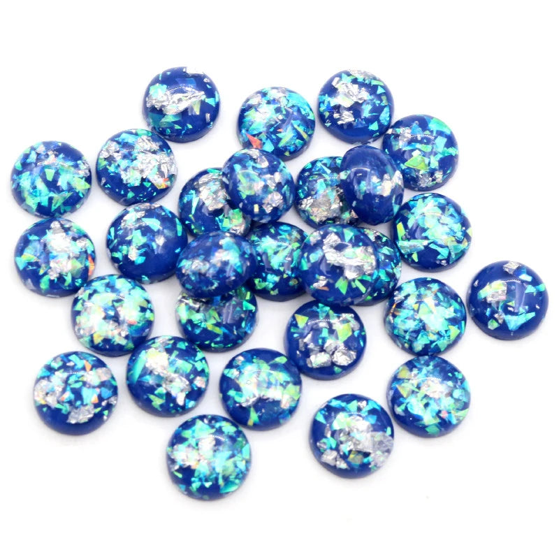 Mixed Color Resin Cabochons with Metal Foil Backing for Jewelry Making