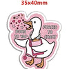 A white duck charm with pink accents and text that reads Forged to Chart