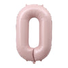 A large, pink foil number balloon shaped like the digit zero.