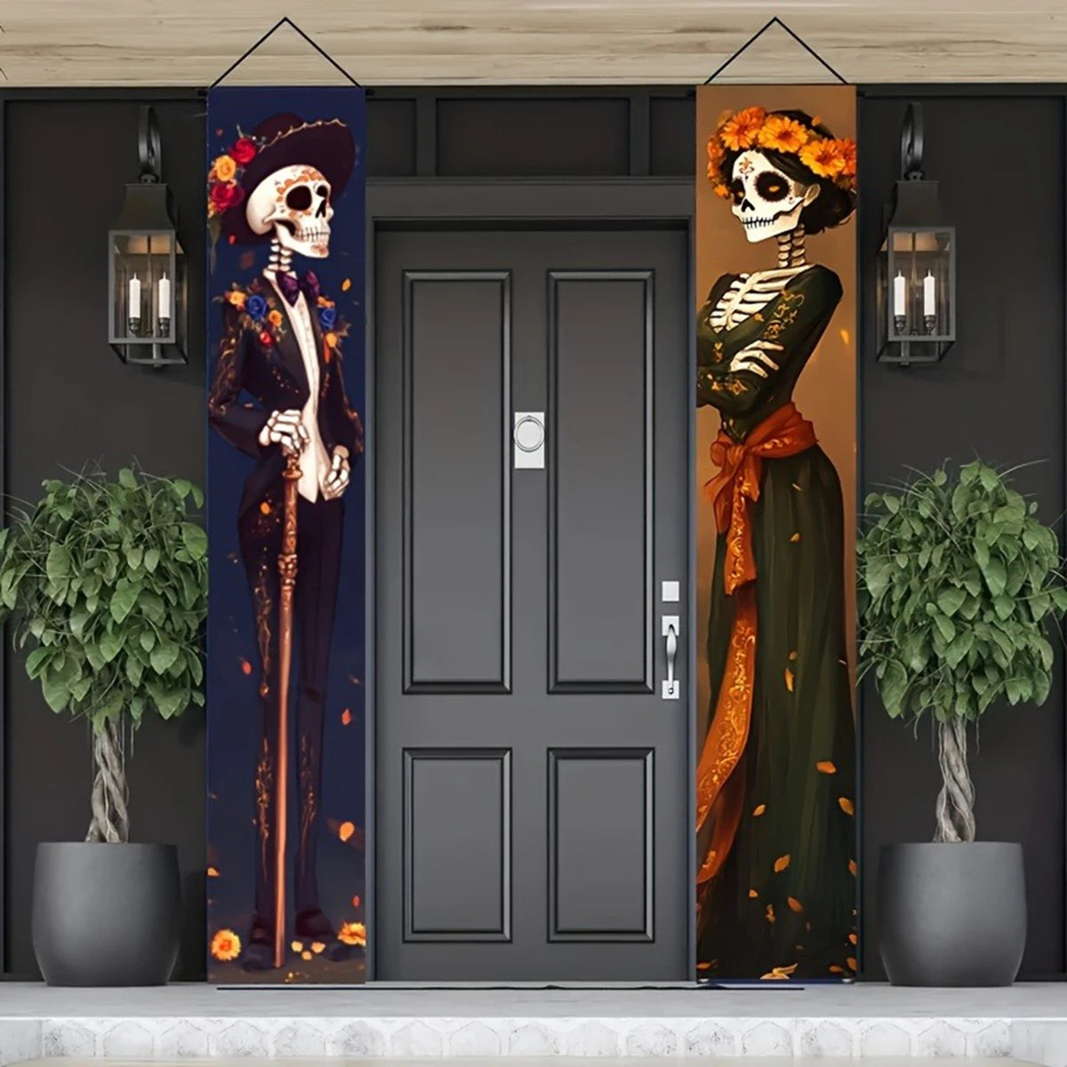 Day of the Dead Sugar Skull Door Banners – Set of 2
