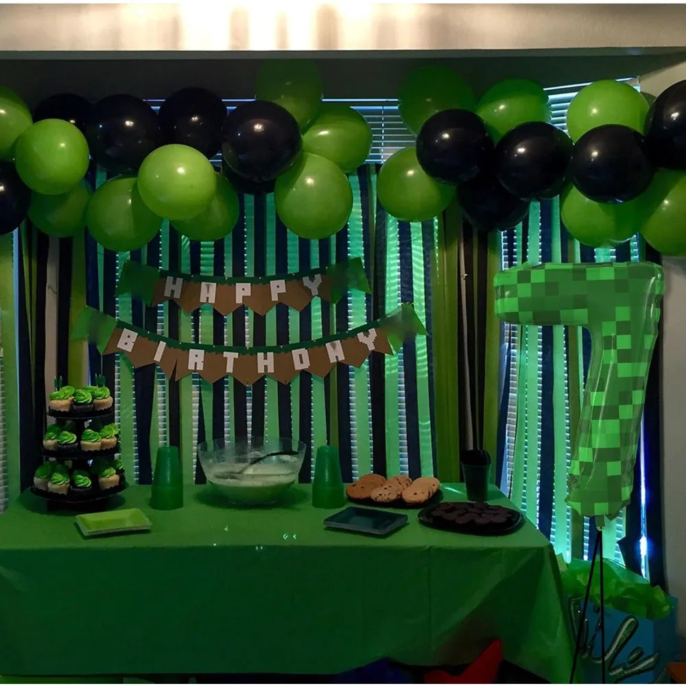 Giant Green Pixel Number Foil Balloon for Birthday Parties