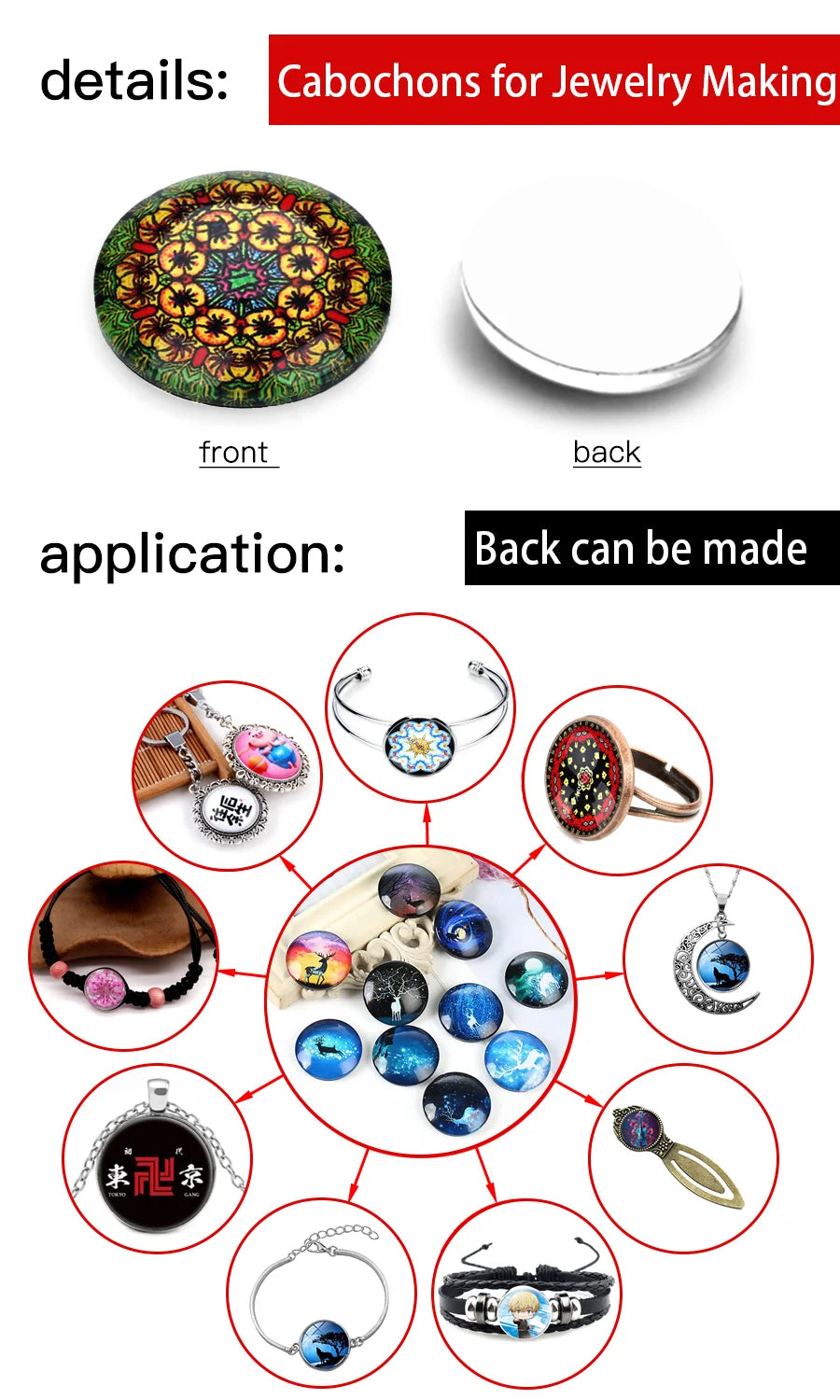Glitter Glass Cabochons for Jewelry Making