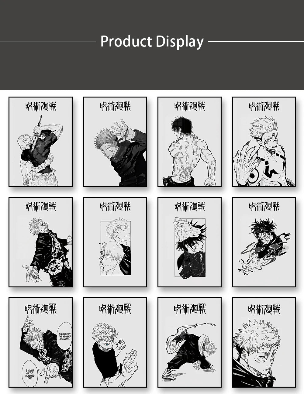 Una cuadrícula de dibujos o bocetos de anime en blanco y negro sobre papel blanco.