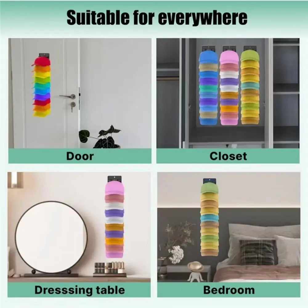 Wall-Mounted Hat Organizer with Spring Clips