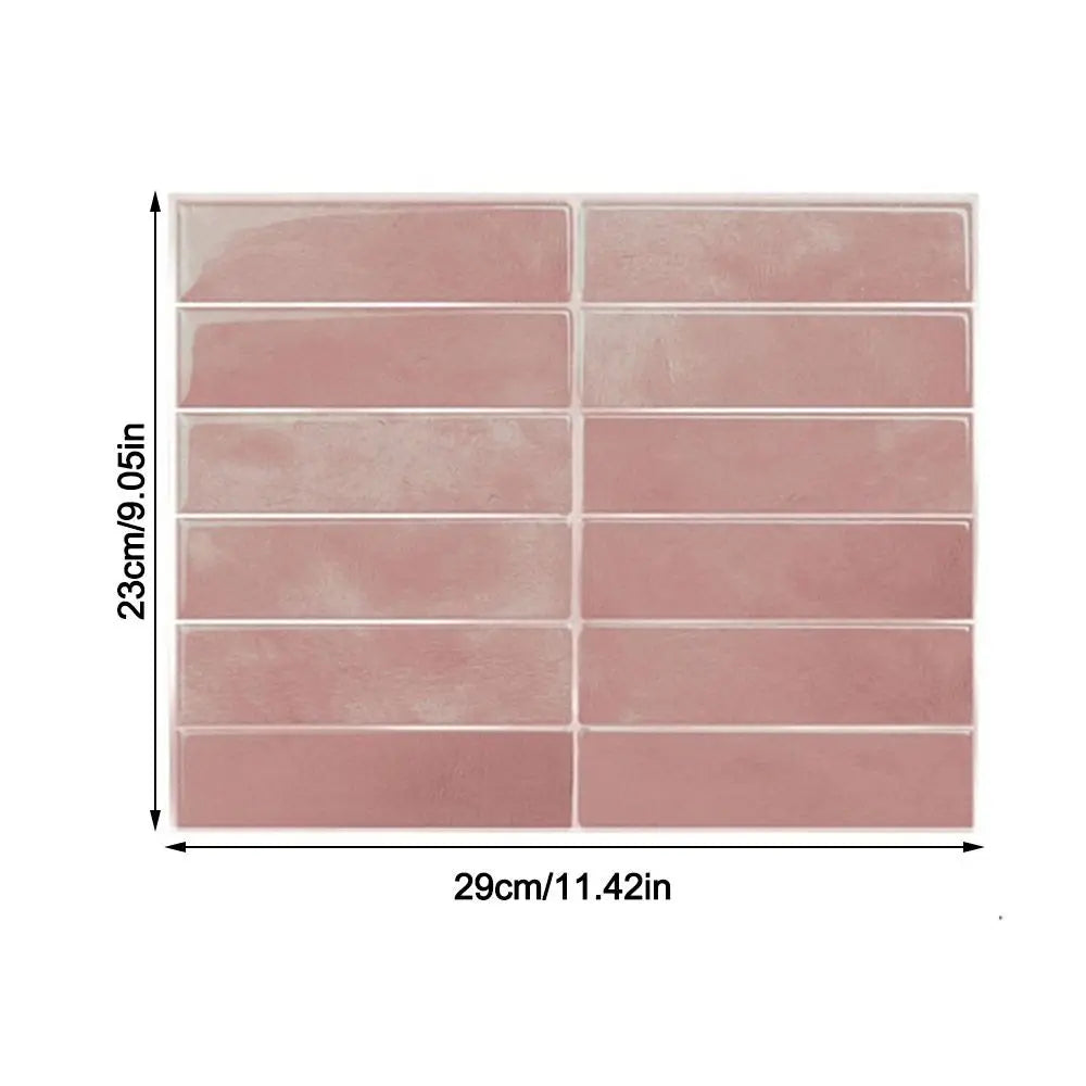 A sheet of pink self-adhesive tile stickers or wall decals arranged in a grid pattern.