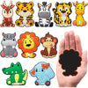 A set of ten cute cartoon animal fridge magnets featuring a tiger, zebra, leopard, giraffe, lion, monkey, and elephant.