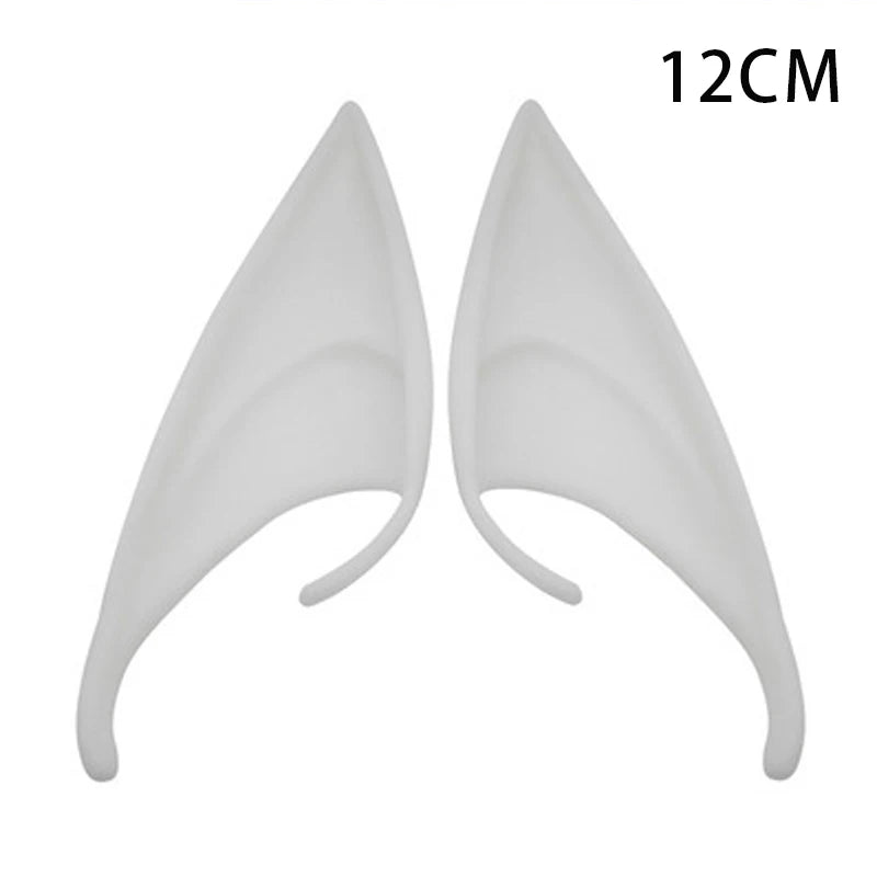 Pair of realistic white latex elf ears for cosplay and costume parties, measuring 12cm.