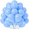 A bunch of light blue latex balloons tied together for party décor
