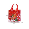 Red non-woven gift tote bags featuring festive Christmas holiday prints and decorations