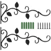 Black vintage iron wall hooks with leaf and spike designs for plant and garden decor
