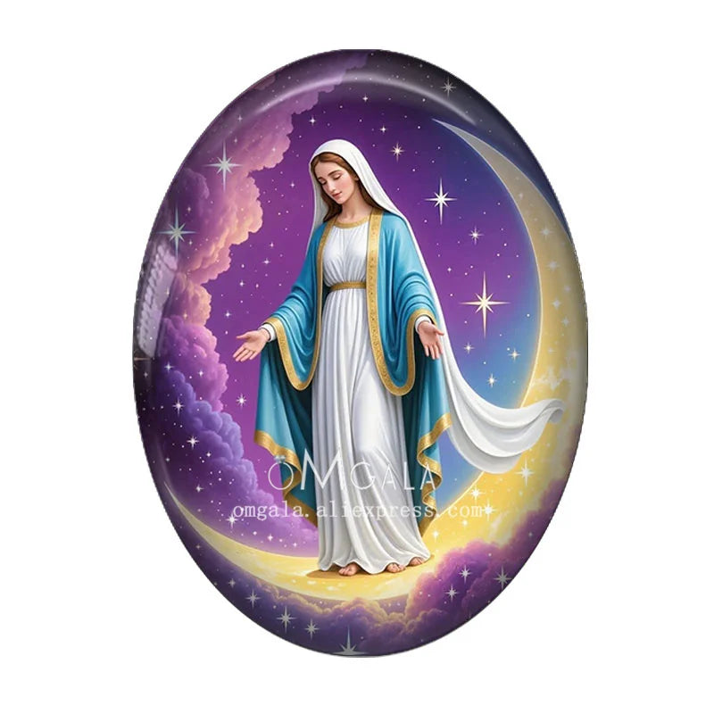 Religious Art Glass Cabochons for Jewelry Making