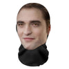 A realistic 3D face mask covering the lower face of a male model, shown in a close-up view.