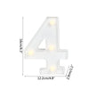 A white alphabet letter light shaped like the number four with warm white LED lights.
