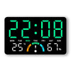 Digital alarm clock displaying 22:08 with a temperature of 25 degrees Celsius and humidity of 67 percent