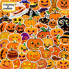 A colorful pack of various carved pumpkin Halloween stickers featuring jack-o'-lantern faces and designs.