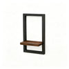 A black wooden floating wall shelf with a rectangular frame and a dark wood shelf insert.