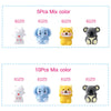 A collection of 10 silicone plant beads in various colors and shapes including a white rabbit, blue elephant, yellow cat, and