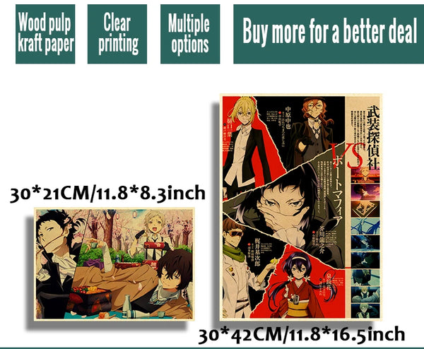 A movie poster featuring characters in a dark, dramatic style printed on wood pulp kraft paper.