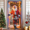 Merry Christmas Party Decoration Door Cover with Santa, Snowman & Reindeer Design