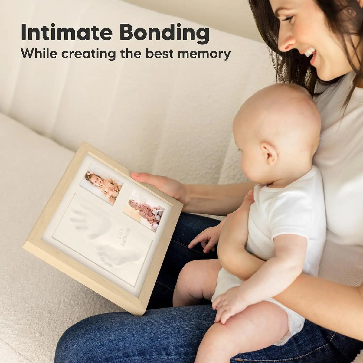 Ash Wood Baby Hand & Footprint Keepsake Kit with Photo Frame