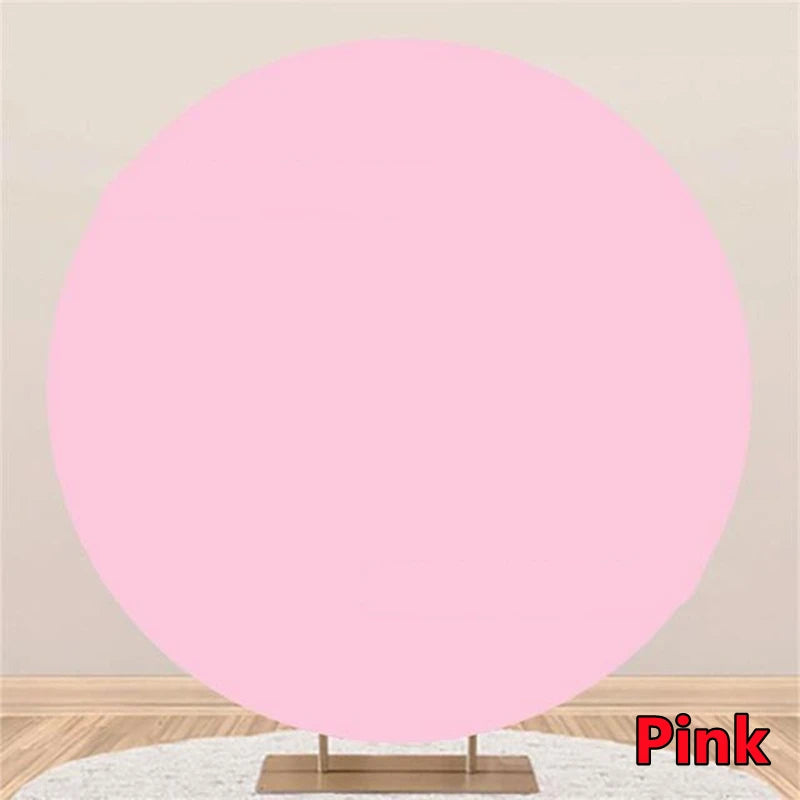 Solid pink circular photo backdrop for events