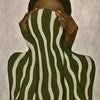 Abstract African Woman Canvas Art – Black & White Striped Print