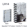 Front and back views of an Elements of Style book decor set with a black and white striped cover