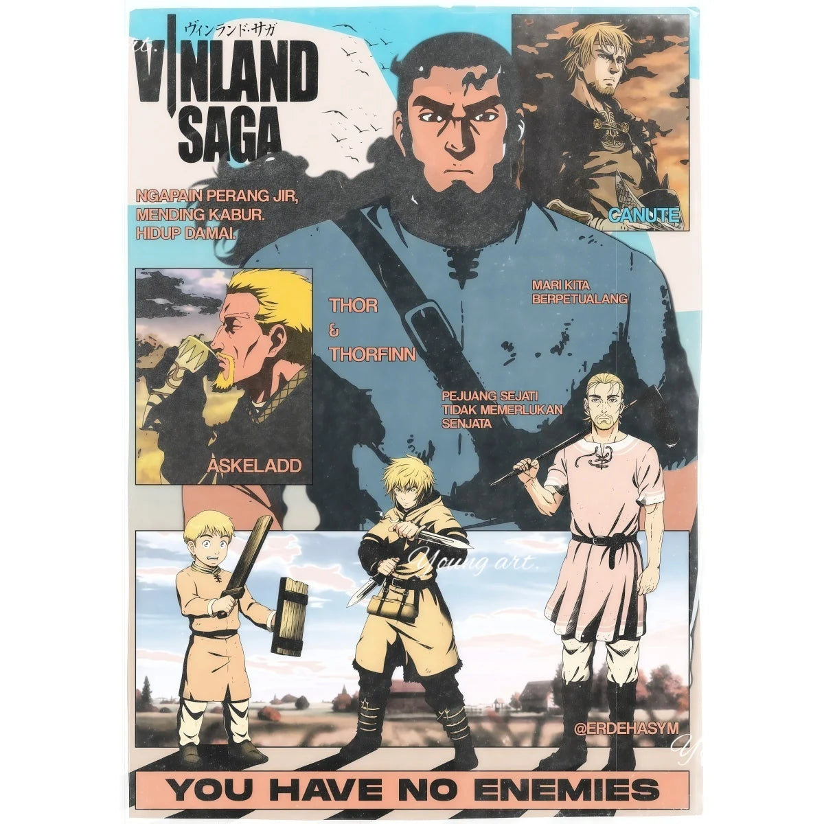 Anime canvas wall art featuring characters from Vinland Saga in a Japandi style poster print