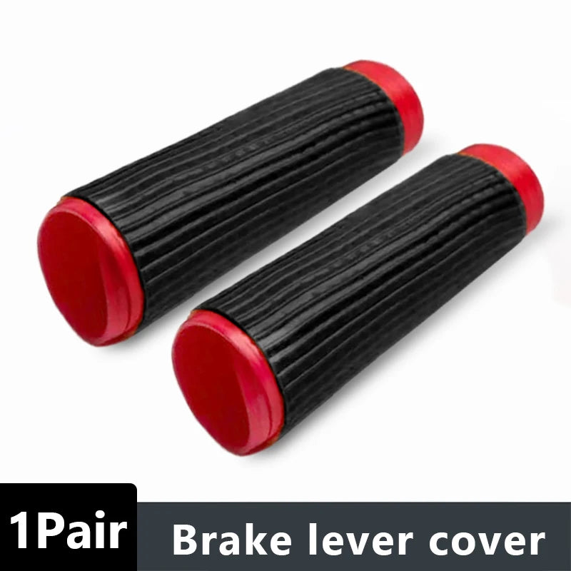 A pair of black silicone brake lever covers for motorcycle handlebars.