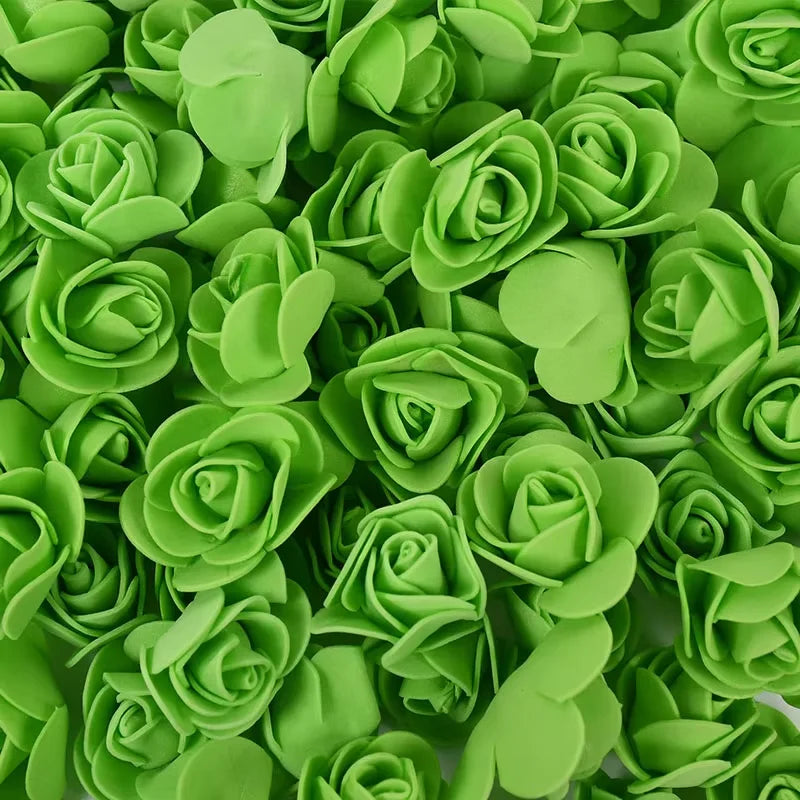 Bulk pack of realistic green foam rose flowers for weddings and events