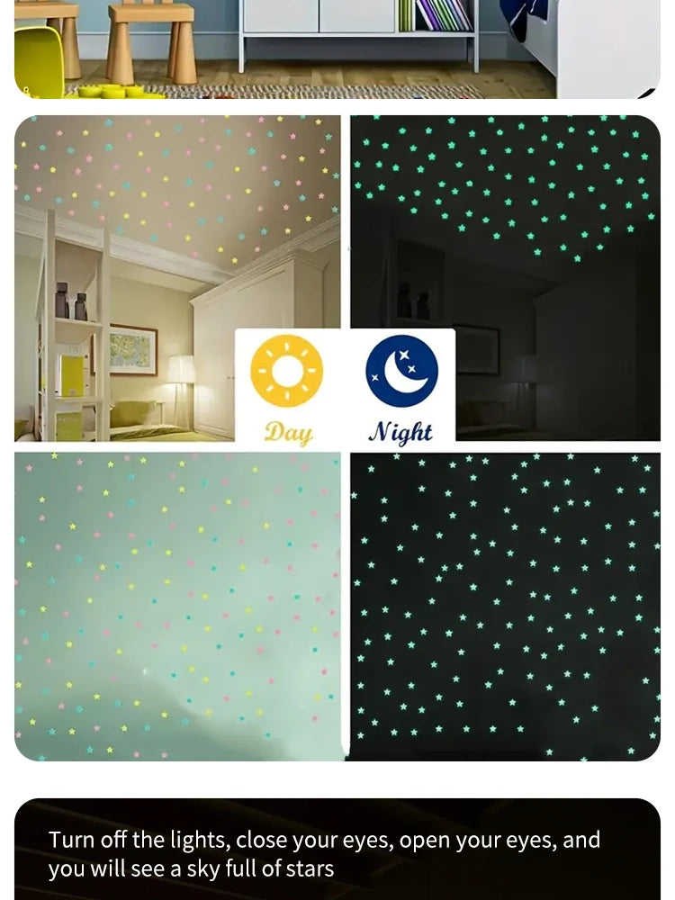 Glow-in-the-Dark Star Wall Stickers (100 Pack)