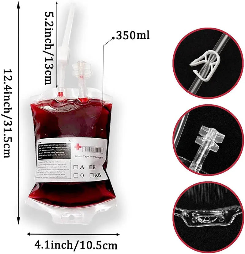 Reusable PVC Blood Drink Bags for Halloween Parties
