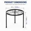 Black metal corner plant stand with a circular top and four legs for indoor or outdoor use