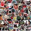 A collage of various graffiti and street art themed character stickers and artwork.