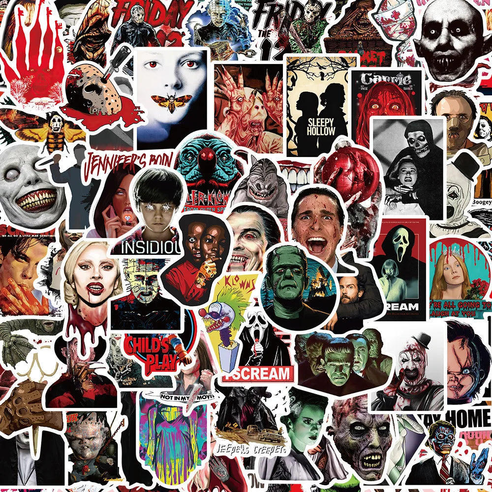 A collage of various graffiti and street art themed character stickers and artwork.