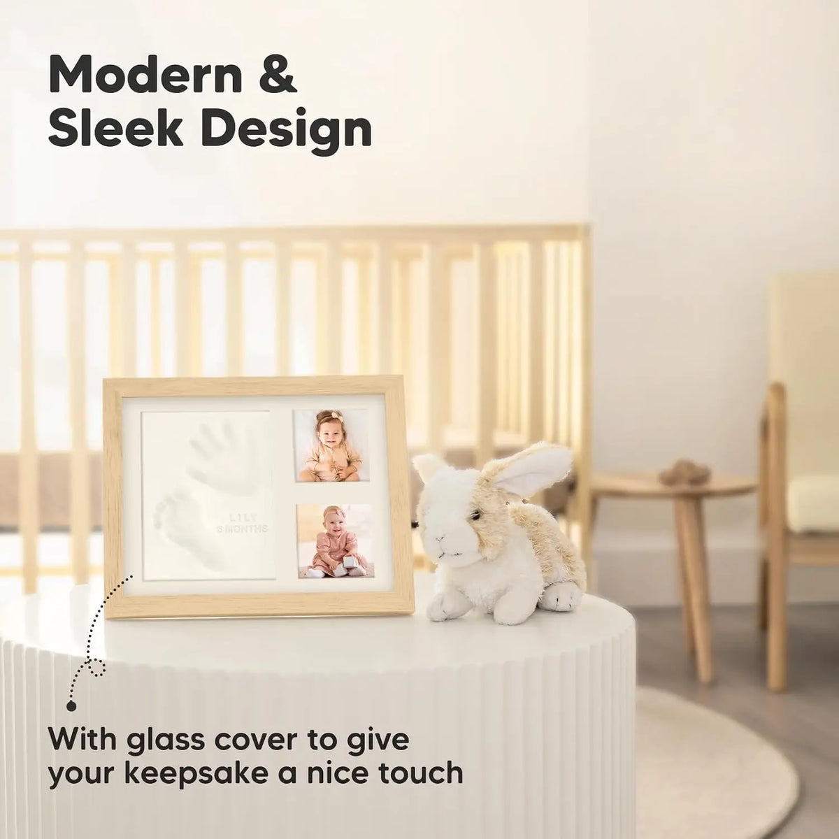 Ash Wood Baby Hand & Footprint Keepsake Kit with Photo Frame