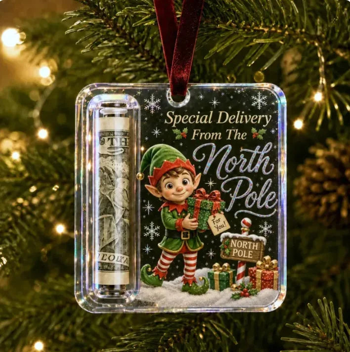 Crystal Clear Christmas Cash Gift Holder Ornaments