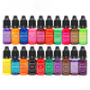 A set of 20 liquid candle dye pigments in various colors including purple, orange, pink, green, and brown, packaged in droppe