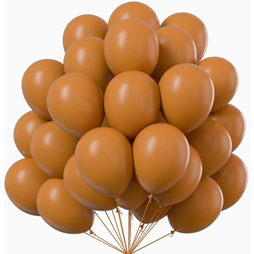 A bunch of orange latex balloons tied together for party or wedding decor