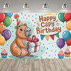 Cute Capybara Cartoon Birthday Party Backdrop