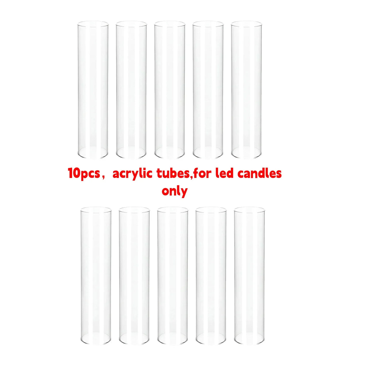 عشرة أنابيب أكريليك شفافة لشمع LED
