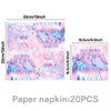 A set of 20 paper napkins featuring a pink and purple theme with birthday messages and K-Pop inspired designs.