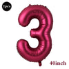 A single, large, metallic pink foil number balloon shaped like the number three.